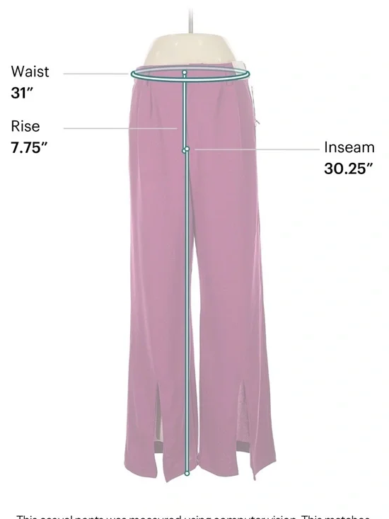 High-Waist Wide-Leg Split-Hem Pants in Fuchsia - Picture 4 of 4